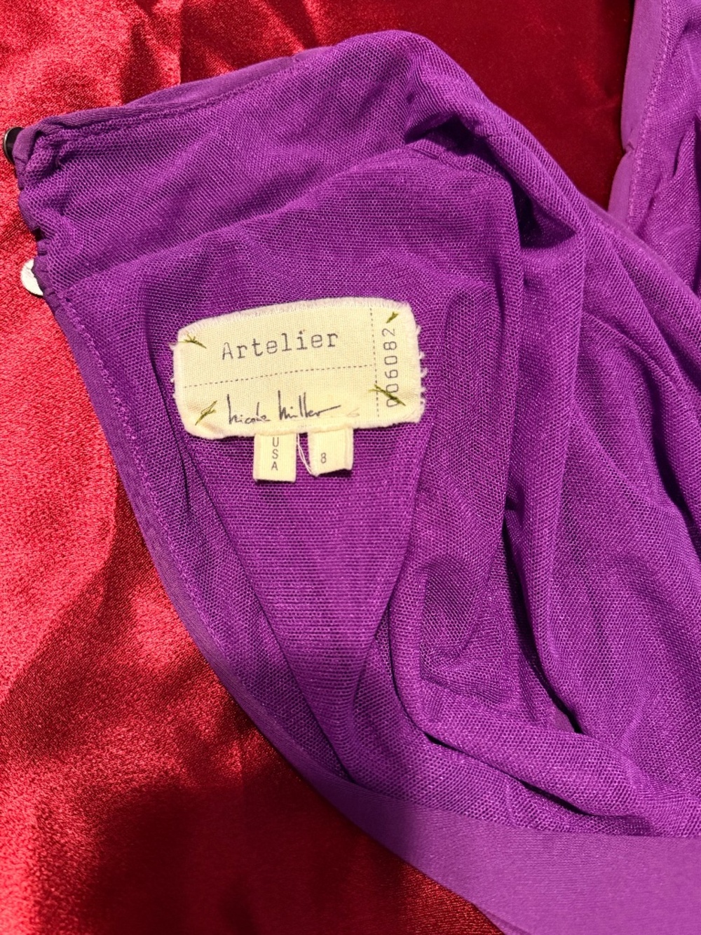 Nicole Miller Artelier Purple Strapless Dress Gown Size 8